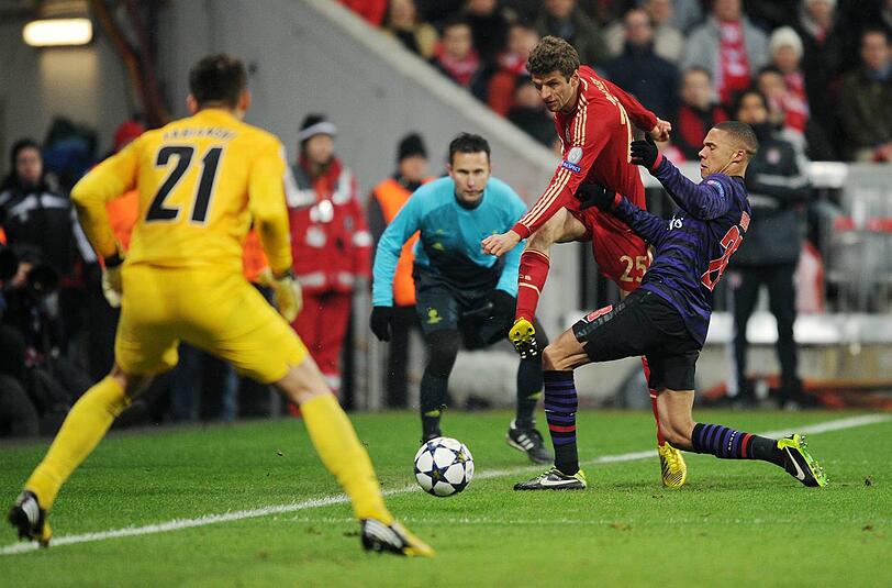 Thomas Müller blieb beim 0:2 des FC Bayern gegen den FC Arsenal glücklos.