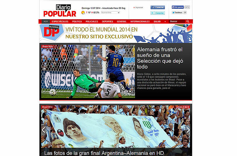 "Deutschland vereitelt den Traum": Die Titelzeile der argentinischen Diario Popular