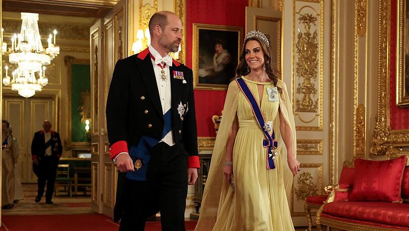 Prinz William und Prinzessin Kate unmittelbar vor dem Bankett. Prinz William und Prinzessin Kate unmittelbar vor dem Bankett.