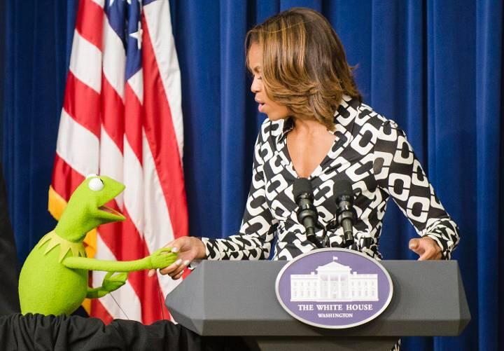 Hatten viel Spaß miteinander: Präsidenten Gattin Michell Obama und Kermit, der Frosch