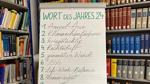 Der Bruch der Ampel-Koalition hat es als "Ampel-Aus" auf Platz eins der zehn "Wörter des Jahres" 2024 der Gesellschaft für deutsche Sprache geschafft.