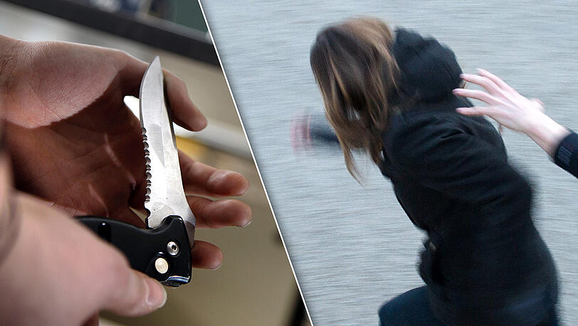 Die beiden Unbekannten bedrohten die junge Frau mit einem Messer. (Symbolbilder) Die beiden Unbekannten bedrohten die junge Frau mit einem Messer. (Symbolbilder)