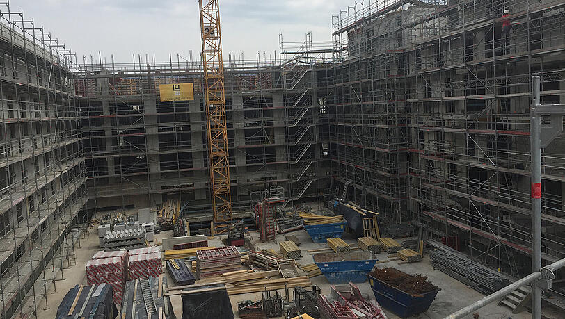 Blick auf den Innenhof: In dem Neubau entstehen 131 Wohnungen. Blick auf den Innenhof: In dem Neubau entstehen 131 Wohnungen.