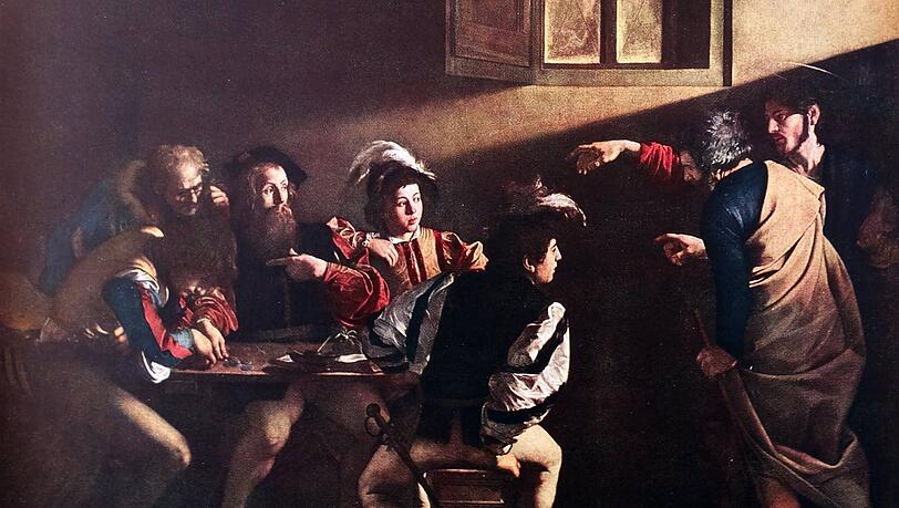 Bei der "Berufung des Matthäus" für die Contarelli-Kapelle der Kirche San Luigi dei Francesi arbeitet Caravaggio mit mehreren Lichtquellen - und geht zum großen Format über. Bei der "Berufung des Matthäus" für die Contarelli-Kapelle der Kirche San Luigi dei Francesi arbeitet Caravaggio mit mehreren Lichtquellen - und geht zum großen Format über.