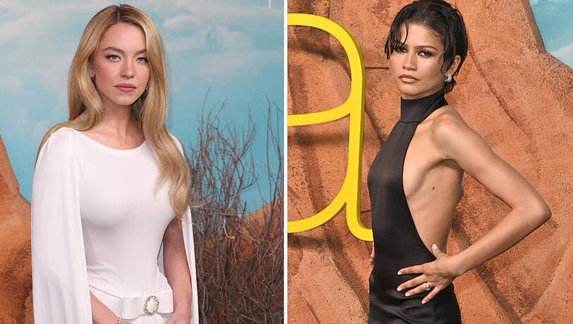 Sydney Sweeney (l.) kam in Weiß, Zendaya in Schwarz. Sydney Sweeney (l.) kam in Weiß, Zendaya in Schwarz.