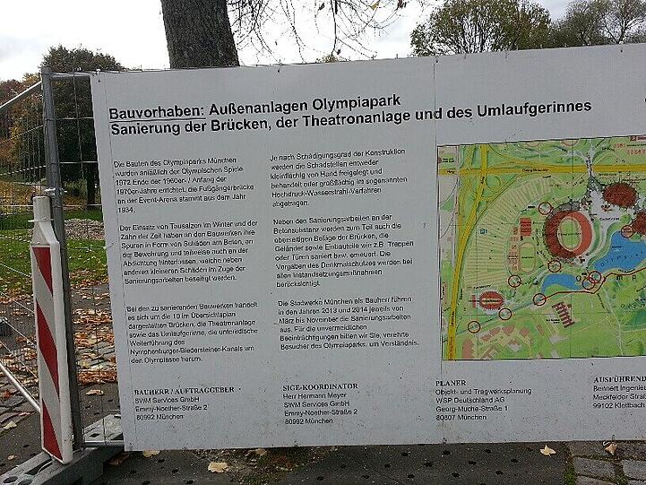 Sanierung einer Fußgänger-Brücke im Olympiapark. Foto: Strasser