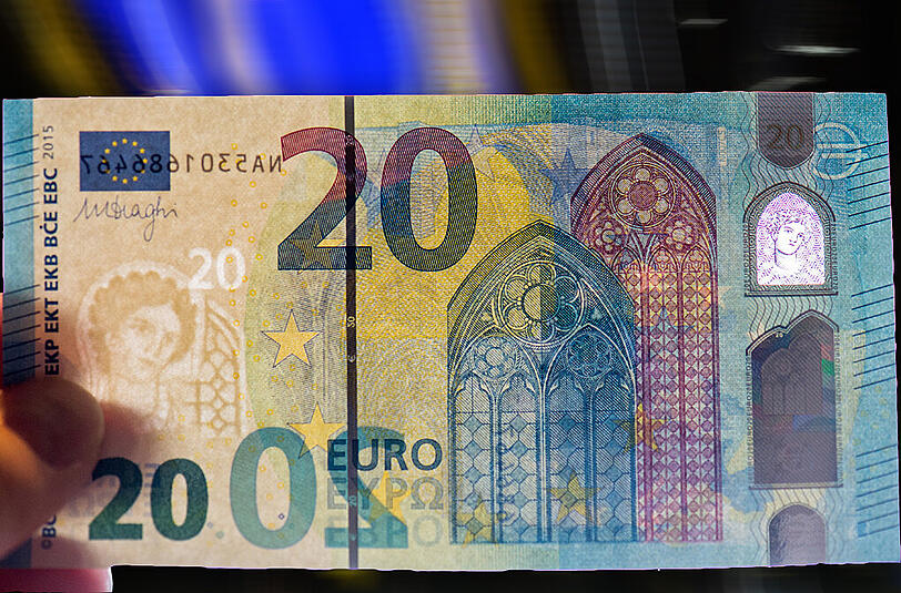 Der dritte neue Euroschein. Die 20€-Banknote wurde am Mittwoch vorgestellt.