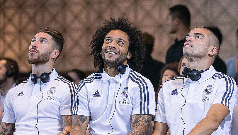 Sergio Ramos, Marcelo, Pepe (v.l.): Einen davon möchte Carlo Ancelotti einem spanischen Medienbericht zufolge nach München holen. Sergio Ramos, Marcelo, Pepe (v.l.): Einen davon möchte Carlo Ancelotti einem spanischen Medienbericht zufolge nach München holen.