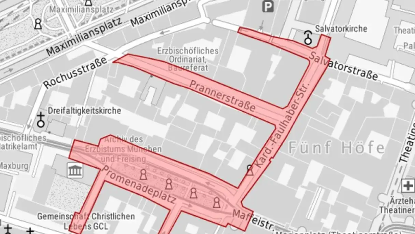 Das ist der Bereich, der während der Siko von der Polizei abgeriegelt wird. Das ist der Bereich, der während der Siko von der Polizei abgeriegelt wird.