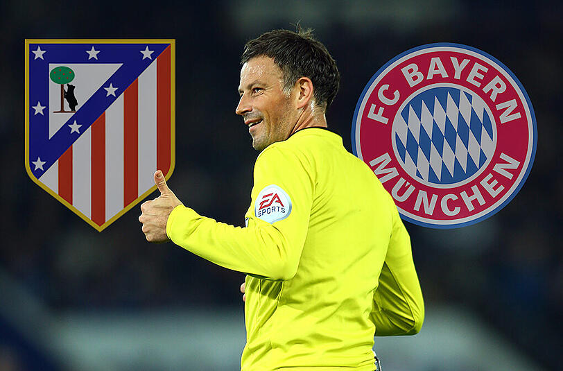 Mark Clattenburg wird das Halbfinal-Hinspiel zwischen Atletico und Bayern betreuen.