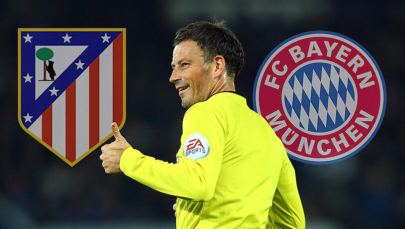 Mark Clattenburg wird das Halbfinal-Hinspiel zwischen Atletico und Bayern betreuen. Mark Clattenburg wird das Halbfinal-Hinspiel zwischen Atletico und Bayern betreuen.