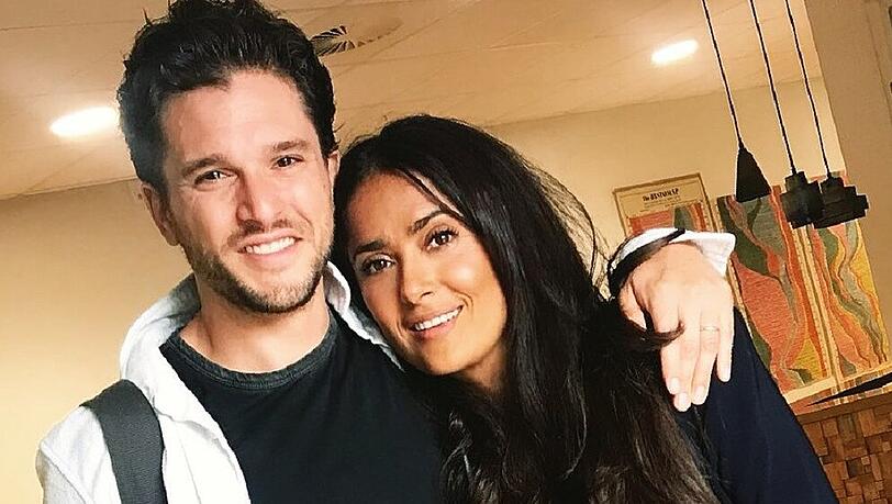 Salma Hayek Arm in Arm mit "Jon Schnee"-Darsteller Kit Harington Salma Hayek Arm in Arm mit "Jon Schnee"-Darsteller Kit Harington