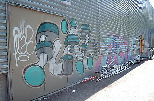 Die "Werke" des überführten Graffiti-Sprühers in der Balanstraße