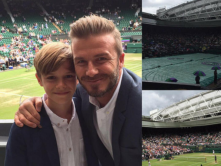 David Beckham besucht mit seinem Sohn Romeo ein Tennis-Match in Wimbledon