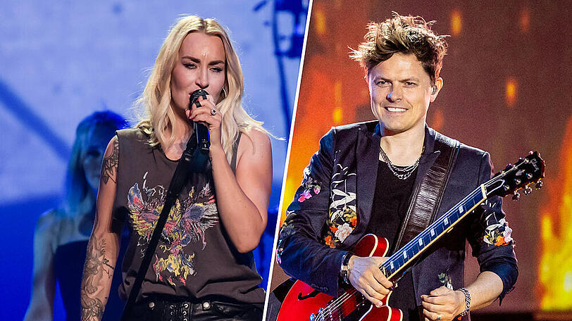 Sarah Connor (l.) singt am Sonntag mit Paula Dalla Corte, Michael Patrick Kelly (r.) mit dem Duo Mael & Jonas