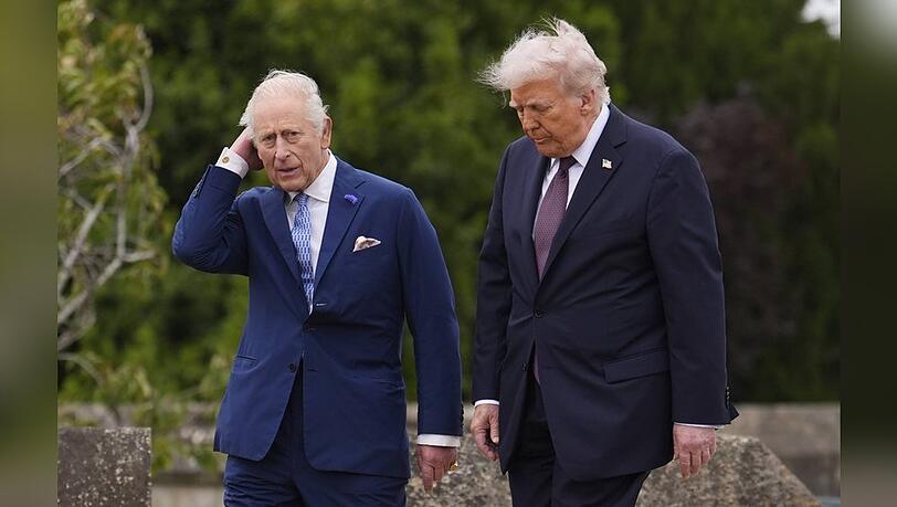 K&ouml;nig Charles III. und US-Pr&auml;sident Donald Trump bei dessen Staatsbesuch in Gro&szlig;britannien im vergangenen Jahr.