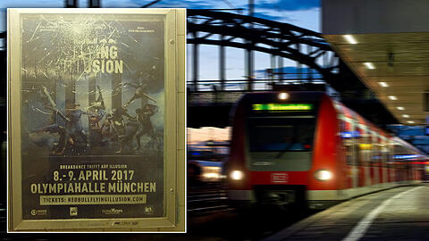 Einer der Einsätze ereignete sich an der Hackerbrücke. Im kleinen Bild: Einer der eingeschlagenen Schaukästen am S-Bahnhof in Weßling.
