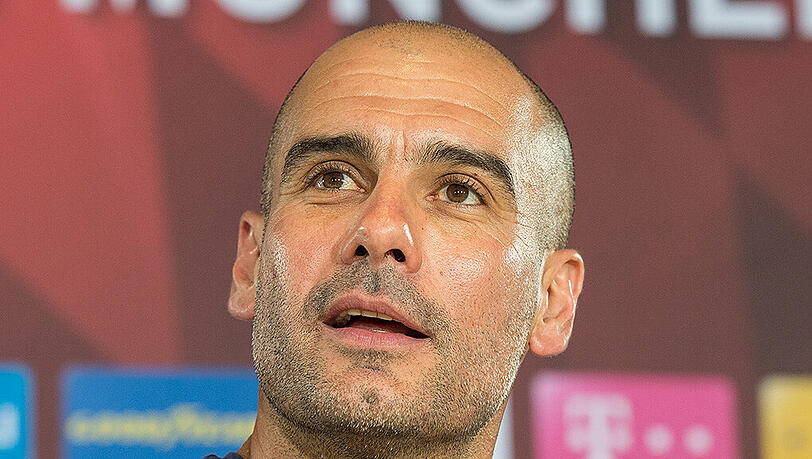 Der scheidende Bayern-Trainer Pep Guardiola während der PK am Dienstag. Der scheidende Bayern-Trainer Pep Guardiola während der PK am Dienstag.
