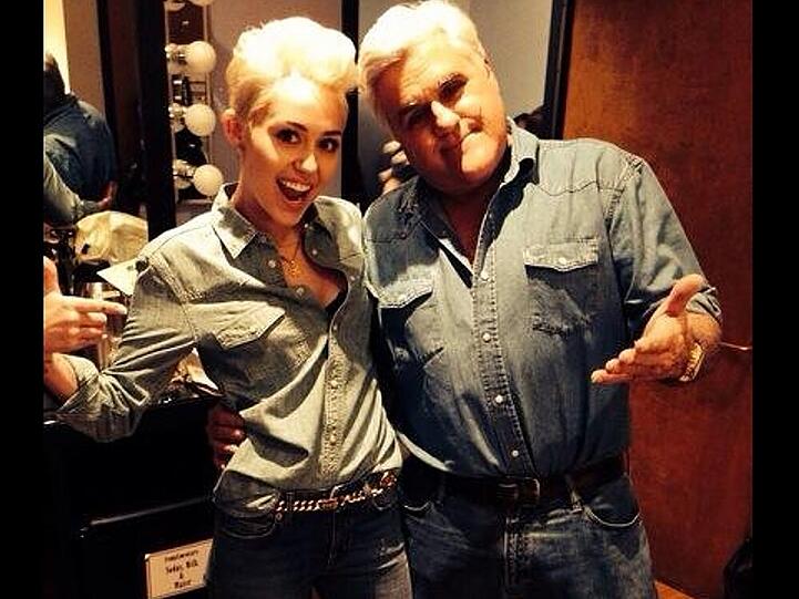 Miley Cyrus und Jay Leno im Partnerlook