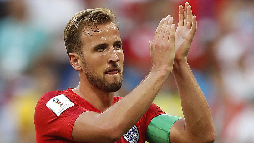 Englands Torjäger Harry Kane nach dem 2:0 im Viertelfinale gegen Schweden. Englands Torjäger Harry Kane nach dem 2:0 im Viertelfinale gegen Schweden.