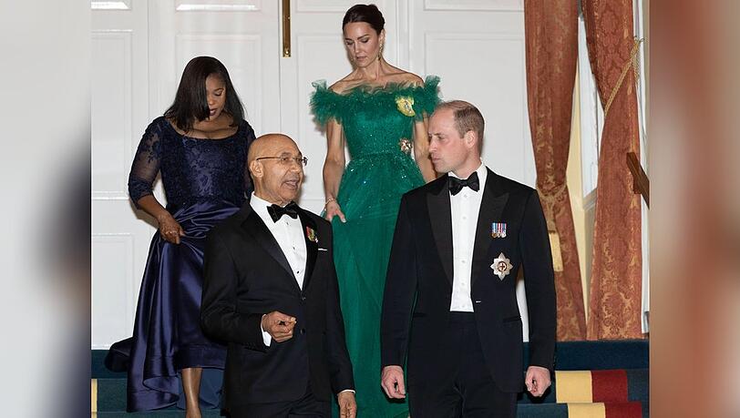 Prinz William und Herzogin Kate bei einem Dinner mit Patrick Allen, dem Generalgouverneur von Jamaika, und dessen Frau Patricia Allen.