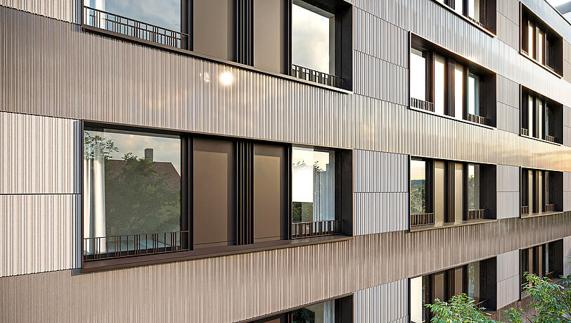 Die Fassade soll an das industrielle Erbe des Werksviertels erinnern. Die Fassade soll an das industrielle Erbe des Werksviertels erinnern.