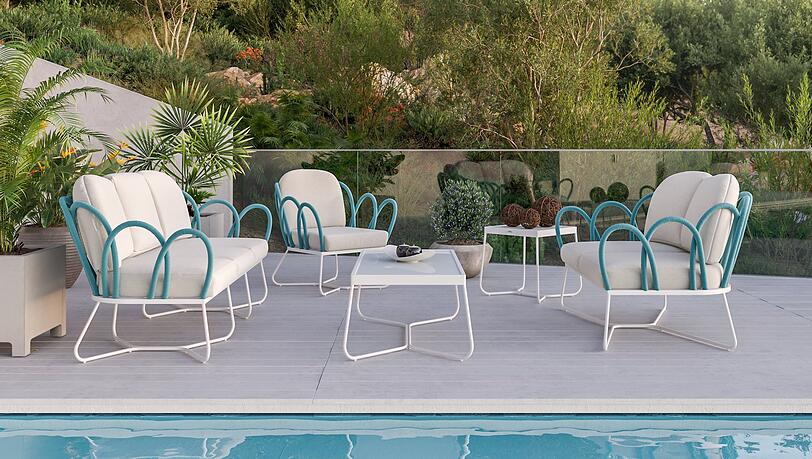 Extravaganter Style trifft auf außergewöhnliche Qualität - die Gartenmöbel Santorini.