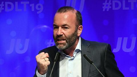 Manfred Weber während eines Redebeitrags. Foto: Harald Tittel/dpa/Archivbild