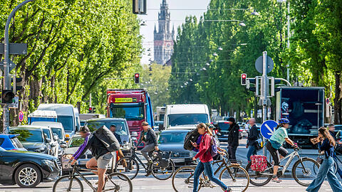 Gerade an versiegelten Fl&auml;chen wie hier an der Lindwurmstra&szlig;e k&ouml;nnen B&auml;ume mit ihrem Schatten bei Hitze f&uuml;r Abk&uuml;hlung sorgen.