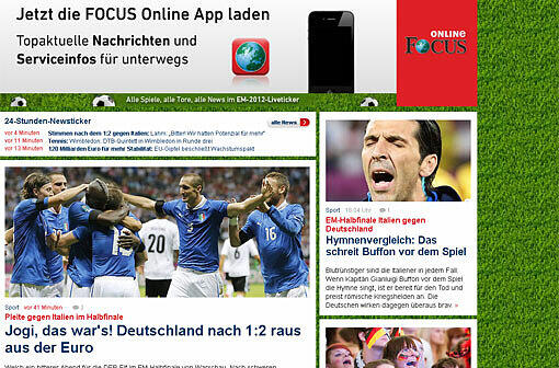 So titeln die deutschsprachigen Zeitungs-Websiten nach dem 1:2 der DFB-Elf gegen Italien.