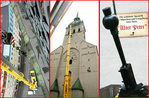 Not-Op am offenen Herzen des Alten Peter: Münchens berühmter Turm braucht einen neuen Glocken-Klöppel. Wir waren bei der Reparatur in luftiger Höhe ganz nah dabei...