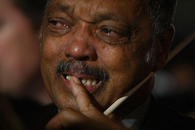 US-Bürgerrechtler Jesse Jackson. Tränen der Freude nach dem Wahlsieg von Barack Obama.