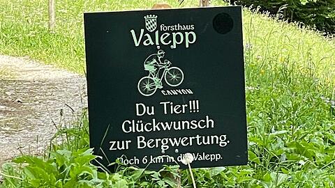 Diese Schilder weisen Radfahrern auf dem Weg zum Forsthaus Valepp den Weg. Mittlerweile h&auml;ngen sie nicht mehr unter Verkehrsschildern.