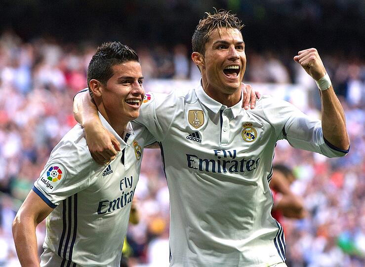 James und Cristiano Ronaldo liefen zwischen 2014 und 2017 für Real Madrid auf.