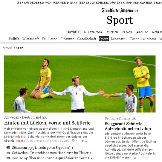 Ebenso wie der Online-Auftritt der FAZ.