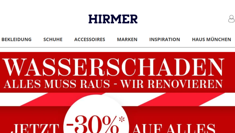 So bewirbt der Herrenausstatter Hirmer die Rabattaktion auf seiner Website. So bewirbt der Herrenausstatter Hirmer die Rabattaktion auf seiner Website.