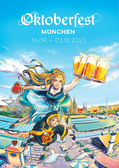 Wie sieht das Oktoberfest-Plakat 2023 aus? 45 Motive stehen zur Auswahl.