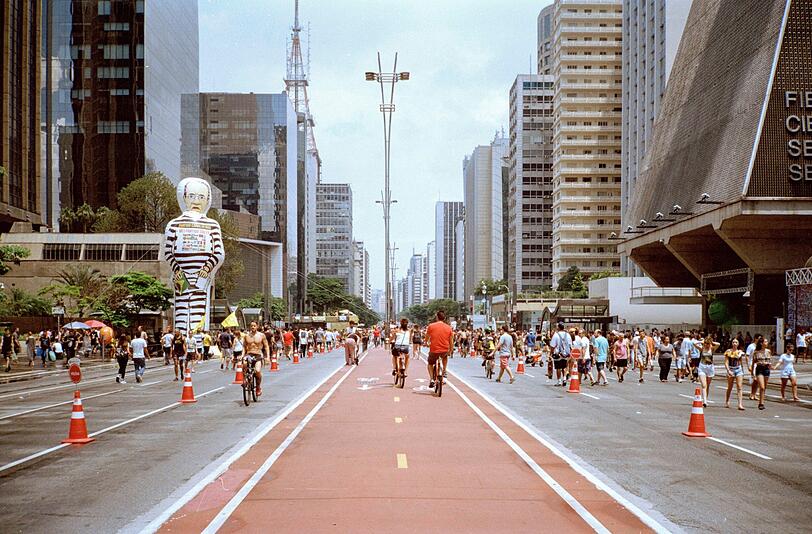 Die am Sonntag für Fahrzeuge gesperrte Avenida Paulista.