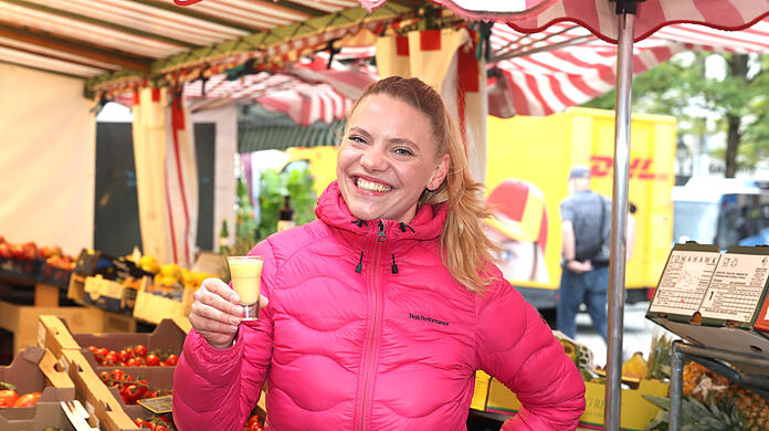 Gemüsehändlerin Teresa Koblbauer (33) setzt auf ihre heimischen Vitamin-Bomben, um fit zu bleiben.