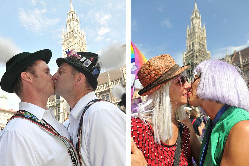 Sie feiern: Schwule, Lesben und Transgender tummeln sich auf Münchens Straßen und feiern den Christopher Street Day 2011