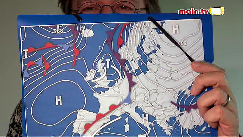 Im warmen Winterpulli machte Jörg Kachelmann seine erste Wettervorhersage. Er arbeitet jetzt beim Aschaffenburger Fernsehsender main.tv.