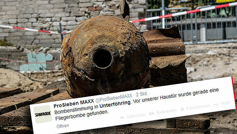 Bomben in Unterföhring gefunden! Die TV-Sender reißen auf Twitter Witze: "Bombenstimmung" (Symbolbild) Bomben in Unterföhring gefunden! Die TV-Sender reißen auf Twitter Witze: "Bombenstimmung" (Symbolbild)