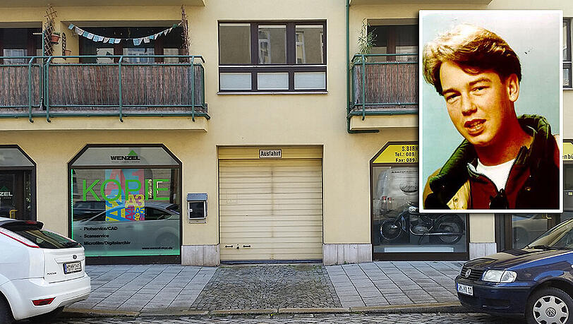 Tatort Blutenburgstraße: Genau hier ist Stefan Pecher (kleines Bild) vor 20 Jahren mit durchschnittener Kehle aufgefunden worden. Tatort Blutenburgstraße: Genau hier ist Stefan Pecher (kleines Bild) vor 20 Jahren mit durchschnittener Kehle aufgefunden worden.