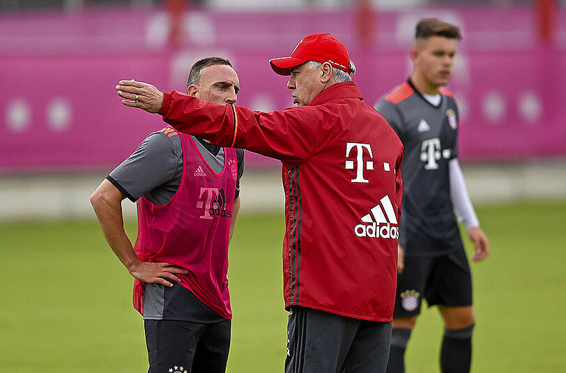 Franck Ribéry (l.) und Carlo Ancelotti.