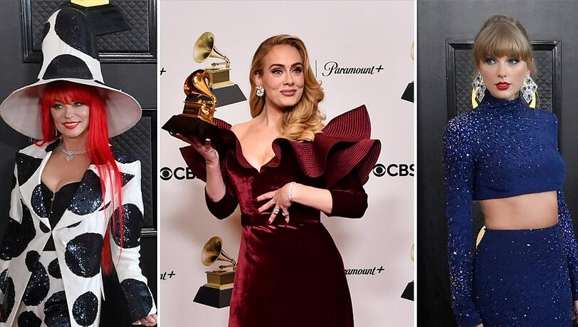 Grammy Awards 2023 (v.l.): Shania Twain, Adele und Taylor Swift.