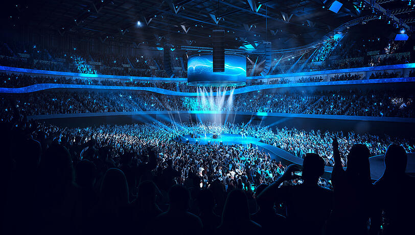 Blick in die geplante Konzerthalle: 20.000 Menschen sollen hier mal Platz finden. Blick in die geplante Konzerthalle: 20.000 Menschen sollen hier mal Platz finden.