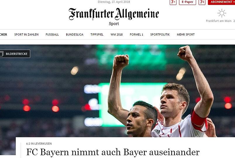 "FC Bayern nimmt auch Bayern auseinander", titelt faz.net.