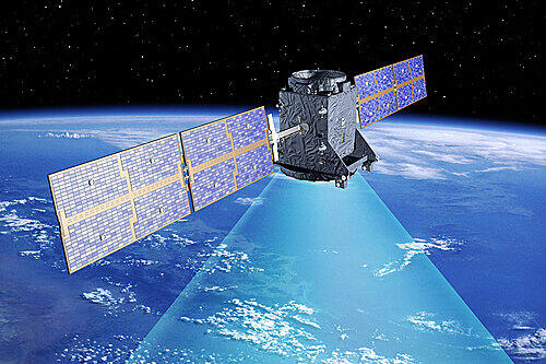 Fernsteuerung aus dem All: ein Galileo-Satellit des Navigationssystems in einer grafischen Darstellung.