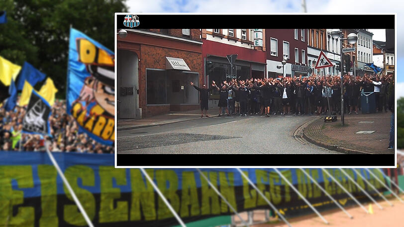 Martialische Bilder: Die Saarbrücker Fans machen sich warm für die Relegation.
