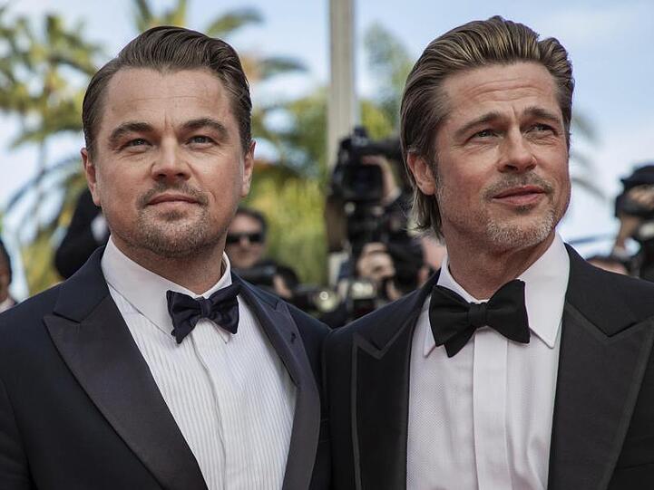 Leonardo DiCaprio (l) und Brad Pitt bei der Premiere von "Once Upon a Time in Hollywood" 2019 in Cannes.
